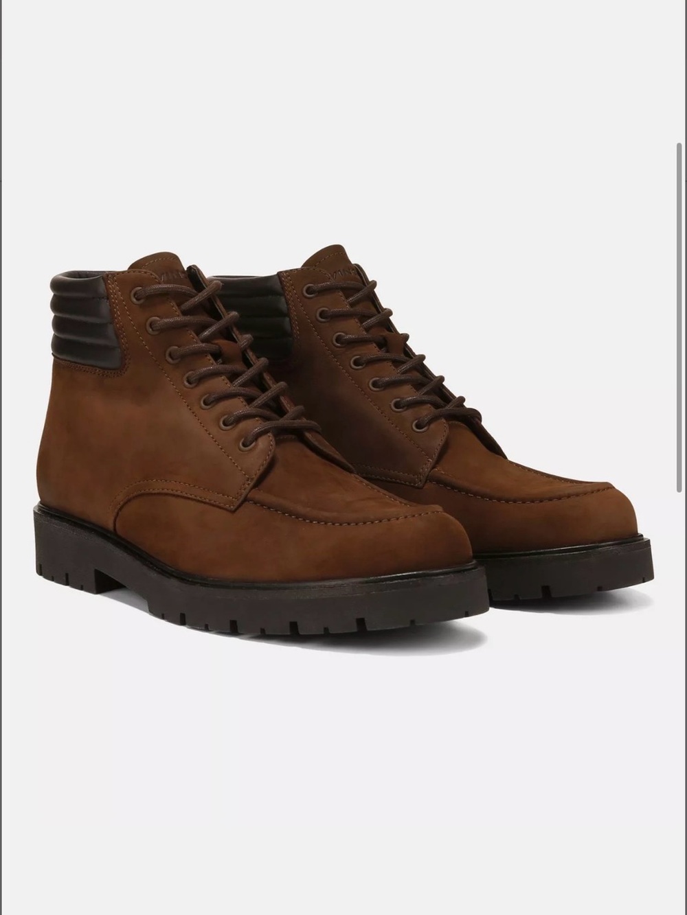 Vince Leonard Lug-Sole Brown Lace Up Leather Boots